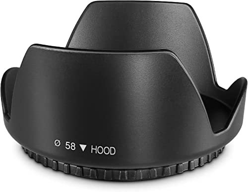 CABLEPELADO Parasole per lenti da 58 mm, con cappuccio per lenti da 58 cm, con paraluce a tulipano, compatibile con Canon, Nikon, ecc. Adatto per 58 mm