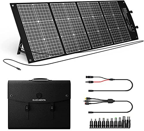 ELECAENTA 120W Cargador Solar Portátil ETFE Panel Monocristalino Plegable Impermeable con Salidas USB C PD45W QC3,0 y CC 18V para Generador Central Eléctrica Ordenador Furgoneta al Aire Libre