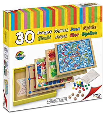 Cayro - Juego de Mesa de Madera - 30 Juegos Diferentes - Parchís, Oca, Damas Chinas o el Juego de Las Escaleras - Juego de Mesa Clásico para Niños y Adultos - Juego Educativo