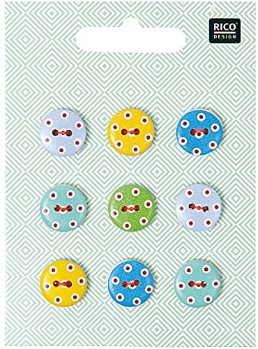 Rico Design | Knopf Mix Punkte rot-weiß 1,5cm 9 Stück