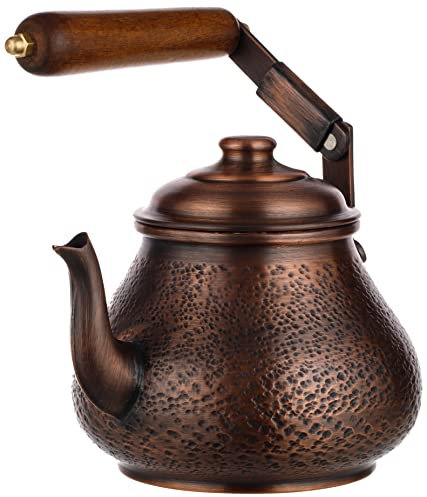 DEMMEX 1mm Thick Solid Copper Teapot, Tea Lovers' Personel Tea Kettle, Stovetop Copper Tea Pot, Food Safe Tin Lined, 0.9 Qt - 3 Cups, 100% Handmade in Turkey (Antique Copper)