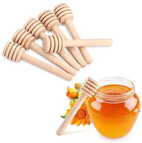 Mini Cuchara Miel Madera de 8 Cm,Palito de Panal, Palito de Miel de Mermelada Para Tarro de Miel Dispensar Miel de Llovizna Y Favores de Fiesta,Bodas (50piezas)
