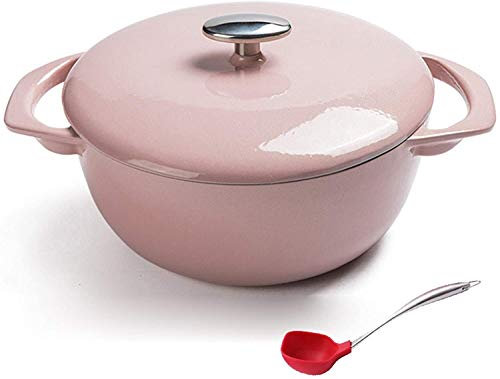 YDoo Casserole Dishes with Lids Nonstick Enamel Cookware Crock Pot, Enameled Cast Iron Dutch Oven with Lid, Enameled Cast Iron Casserole Baking Pan for Cooking and Baking,Pink Casserole Dishes (Pink)
