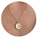 VRIUA Gold Necklace for Women, 14K Gold Plated Sunburst Pendant
