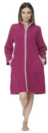 Nadia - Vestaglia da Donna Invernale in Pile Operato, Lunga con Zip e Tasche - 100% Made in Italy (Bordeaux, L)