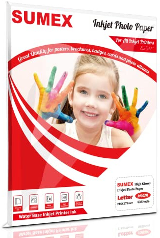Sumex Fotopapier für Tintenstrahldrucker, wasserfest, A4 x 100, Größe 120 g/m², 210 x 297 mm, doppelseitig, für Tintenstrahldrucker, kompatibel mit allen Tintenstrahldruckern
