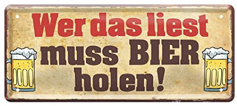 Bier Metallschild - lustiges Retro Deko Blechschild für Biertrinker - Geschenkidee für Männer - witzige Beilage Biergeschenkset - tolle Dekoration für Küche Bar Kneipe Partyraum Pub - 28x12cm