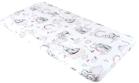 BABYLUX Baby Spannbettlaken für Kinderbett - 100% Baumwolle,60x120 / 70x140 cm weich und bequem, passend für alle Standardmatratzen, (125. Elefanten Rosa, 60x120cm)