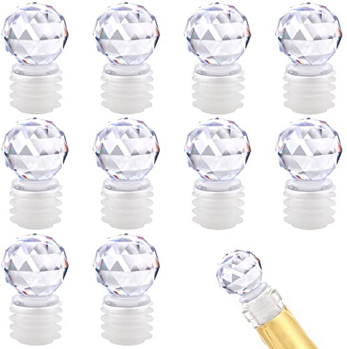 10 einzigartige Flaschenverschluss, dekorative Weinverschlüsse mit Glaskugel, Mini-Glasflaschenverschluss, Acryl, transparent mit luftdichtem Silikon, für Wein, Getränke, Limonade, Liköre, Öle