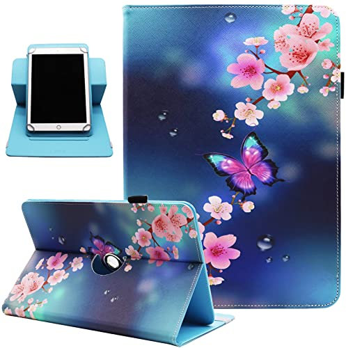 Funda universal para tablet Android de 10 de 10.1 pulgadas, funda giratoria universal para tablet de 10 a 10.1 pulgadas, funda giratoria de 360 grados para tablet de 9.5 a 10.5 pulgadas, mariposa rosa