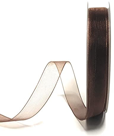 s.dekoda Schleifenband 50m x 15mm Braun - Kastanie Organza Chiffon Geschenkband Organzaband [1350-132]