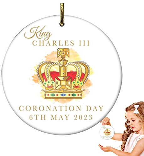 King Charles Ornament, Coronation Decorations 2023 Memorial Hanging Ornaments, King Charles III Flags Coronation Pendants Union Jack British Flag Coronation Decorations Christmas Tree Decorations