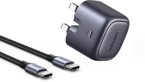 UGREEN USB C Charger Plug 30W Nexode PD 3.0 Foldable GaN Charger with 1m USB C Cable Compatible with iPhone 16/15/15 Pro Max/15 Pro/14/13 Series, iPad Pro/Air, Galaxy S24/S23, Pixel 9/8/7/6, etc