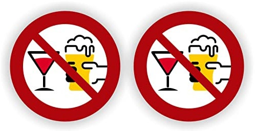 Alkoholisches Getränk nicht erlaubt Aufkleber Satz von 2 Stück