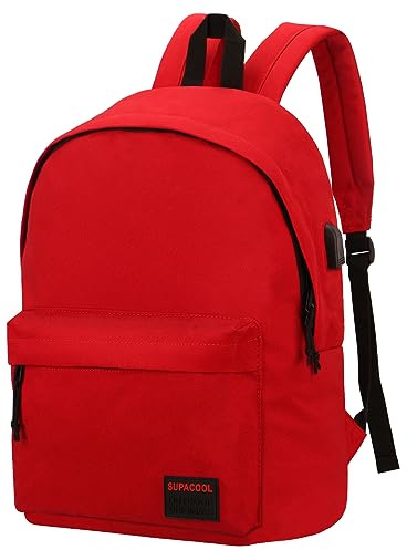 SUPACOOL Leichter Laptop Rucksack für Herren Damen, Schulrucksack mit USB Ladeanschluss für Jungen, Mädchen und Teenager, Rucksack Daypack für College