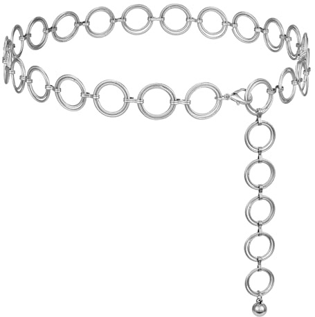 WERFORU Women Multilayer Gold Silver Metal Link Body Chain Belt Ladies Waist Chain Belts for Jeans Dress