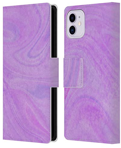 Head Case Designs Offizielle Suzan Lind Violett Rosa Wirbel Aus Marmor Leder Brieftaschen Handyhülle Hülle Huelle kompatibel mit Apple iPhone 11