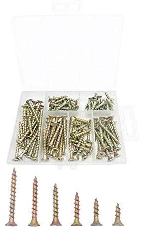 MyncbD Viti 120pcs Viti, Viti Acciaio al Carbonio, Viti a Testa Piatta Phillips da Incasso, M4 Filetto di Massima autoforanti Viti Legno Kit, Viti a Testa del Muro a Secco Slate