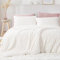 Lanqinglv Housse de Couette Peluche 220x240cm Blanc à Rayures Flanelle Furry Fuzzy Fur Hiver Doux Parure de lit 2 Personnes Housse de Couette et 2 taies d'oreiller 65x65cm