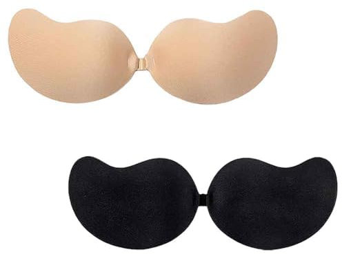 WZHHDM Klebe BH Push up, 2 Stück Unsichtbarer BH, 2 Stück Nippelpads, BH Rückenfrei Trägerloser BH Silikon Trägerloser BH für Abendkleid Brautkleid Badeanzug und rückenfreie (B)