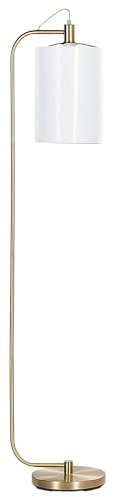 Beliani Stehlampe aus Eisen und Leinen kupfer/weiß modern elegant Wohnzimmer Liberia