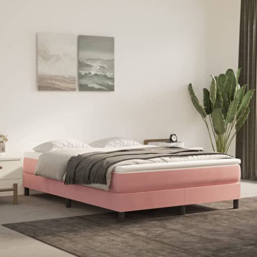 Coavain Polsterbett Betten Bettkasten Bettgestellrahmen Bett für Erwachsene & Jugendliche Gästebett Boxspringbett Rosa 140x200 cm Samt