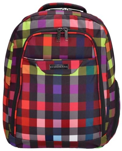 Kenorada Laptop Rucksack SoftLITE 17 | praktischer Laptoprucksack mit Fach bis 17 | mit Außen- und Steckfächern | ideal für Job, Schule oder Uni (multicolorcheck, Laptop Rucksack 17)
