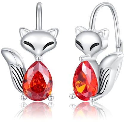 Fuchs Ohrringe 925 Sterling Silber Kristall Niedliche Tier Ohrstecker Schmuck Geburtstagsgeschenk für Mädchen Frauen