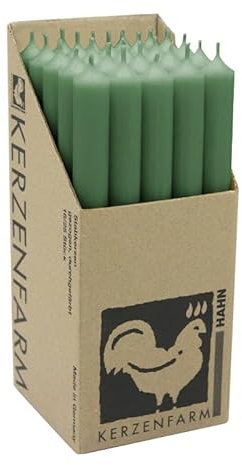 luterna Stabkerzen aus Paraffin, 250/22 mm, Kieferngrün, KERZENFARM HAHN, Brenndauer ca. 12h, 25 Stück pro Verpackung