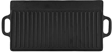 Parrilla Reversible de Hierro Fundido,Parrilla Rectangular Reversible Antiadherente,Bandeja de Cocción para Hornear Plana y Estriada,Parrilla para Parrilla,Parrilla Plana