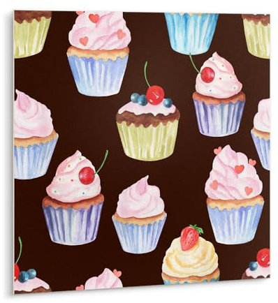 Tulup 9x30x30cm Wandfliesen Wasserdicht Fliesen Selbstklebend für die Küche Fliesenaufkleber PVC Badezimmer - Cartoon-Cupcakes