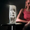 Luverre Tisch-Lampe | LED-Leuchte | Glas-Leuchte mit Gravur für Nachttisch, Kommode, Wohnzimmer | Motivation, Pop Art, Bitcoin (Bitcoin, Rechteck | silber)