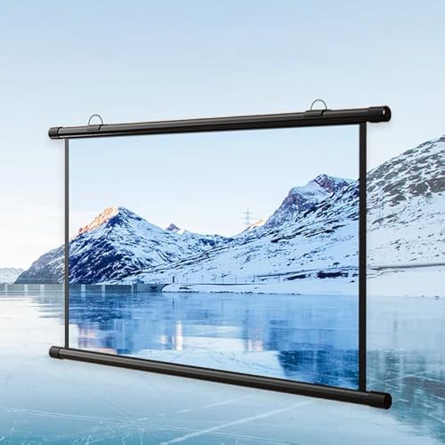 Manuelle Pull-Down-Projektionsleinwände 16:9, schwarze einziehbare Leinwand Beamer zum Hochziehen, Projektionsdisplay – Polyester-Filmleinwand für den Außenbereich für Heimkino, Büro(Gray fiberglass,5