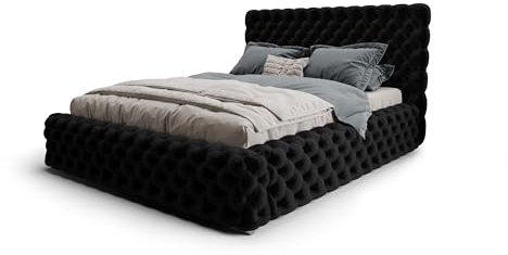 Verona Idee POLSTERBETT Mars EXTRA LATTENROST GROSSER BETTKASTEN 120x200cm Schwarz