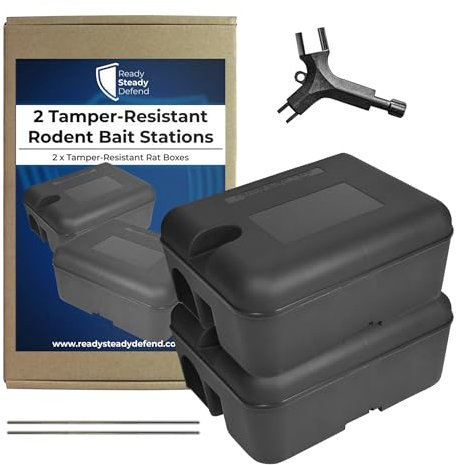 Ready Steady Defend 2 x Résistance à L'effraction Boite Appat Rat | Boite Appat Souris | Sûr pour Les Animaux et Efficace à L'intérieur comme à L'extérieur