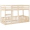vidaXL Etagenbett, Kinderbett mit Rausfallschutz Leiter, Stockbett mit Lattenrost, Bett Holzbett Bodenbett, 75x190cm Massivholz Kiefer