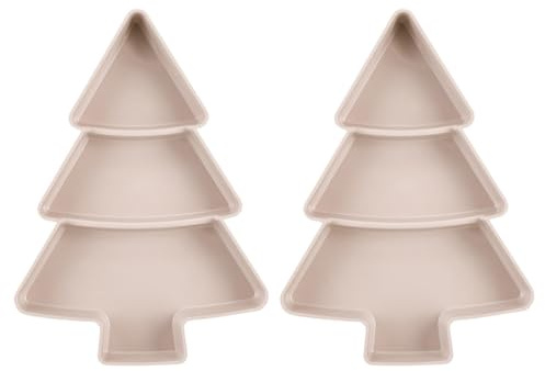 DOITOOL 2Pcs Snack Appetizer Trays Christmas Tree Shape Dessert Serving Dishes Snack Platter Serving Trays Fruit Cheese Dessert Tray Plate Light Pink