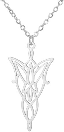UNIFT Elfenprinzessin Dämmerung Stern Halskette für Frauen Männer Edelstahl Elfenblatt Aragorn Arwen Evenstar Anhänger Halskette Schmuck Valentinstag Geschenke (Silber)