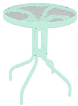 Jardin202 - Mesa de Cristal Redonda con Base metálica | Ideal para Terraza, Jardín o Balcón | 60x70cm | SELECCIONA Color | Verde