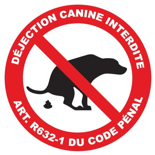 Ambiance Sticker Autocollant Panneau de Signalisation Adhesive Pipi de Chien Interdit Signalétique Laminé Plastifié Résistant à l'eau et aux UV - Ne pas Laisser les Chiens Uriner Rond - 10 cm ⌀