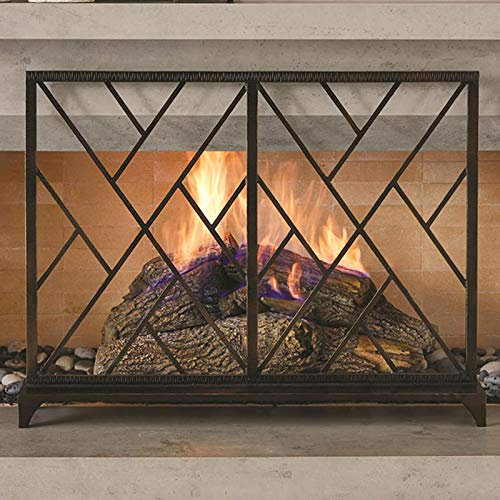 Fireplace Screen Guard, Flachbild-Kaminschutzgitter mit Funkengitter, Schmiedeeisen-Feuerschutz zum Schutz von Babys, 100 cm B × 78 cm H × 20 cm T