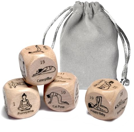 Yoga-Holzwürfel-Set, Sport- und Fitness-Posenanzeige, zufällige Herausforderungswürfel, Spielwürfel zur Entscheidung von Asanas, Yoga-Schlankheits-Lehrwerkzeuge (4 Stück/Set, 25 mm)