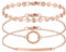 BONNYBIRD® Edelstahl Armband Rosegold Damen Armbänder Set Armkette Frauen Kreis Plättchen Bar Armkettchen Boho Rose Gold Rosegoldenes Damenarmband Wasserfester Sommer Schmuck Bracelet Festival Outfit