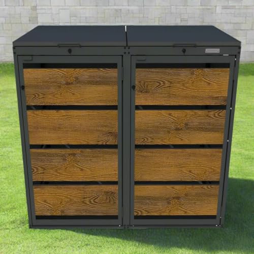 MY-MÜLLTONNE OBOX Oak Lot de 2 cache-poubelles en chêne 120 l