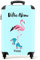 NoBoringSuitcases.com Kinderkoffer Mädchen - Reisetrolley Mit Rollen - Kinder Reisekoffer - Mit Namen - Flamingo Rollschuhen - Blau - Koffer Mädche - Kabinenkoffer 10kg - Handgepäck Koffer 55x40x20 cm