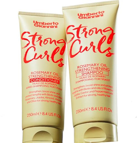 Umberto Giannini Strong Curls Rosemary Oil Strengthening Shampoo & Conditioner Duo 250 ml x 2 – Mit Biotin – Sulfatfrei + Vegan