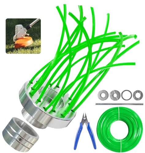 HEYIDAMAI Unkrautbürste für Freischneider, Unkrautbürste für Motorsense Aluminium, Rasentrimmer Unkrautbürste, Universal Wildkrautbürste, inkl 30m Nylon Faden Wildkrautbürste & Freischneider Zubehör