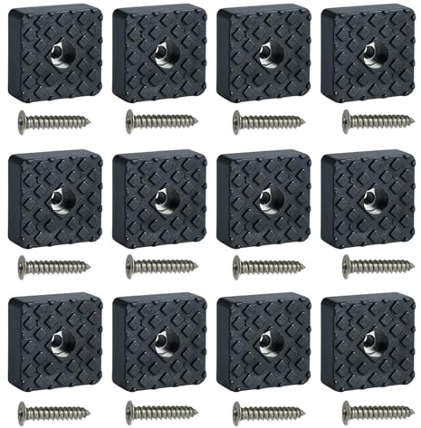 12 Pcs Non Slip Rubber Feet for Garden Furniture Chairs, 30MM Square Floor Protector Pads,Suitable for All Types of Furniture, Protect Floors and Furniture（Black）