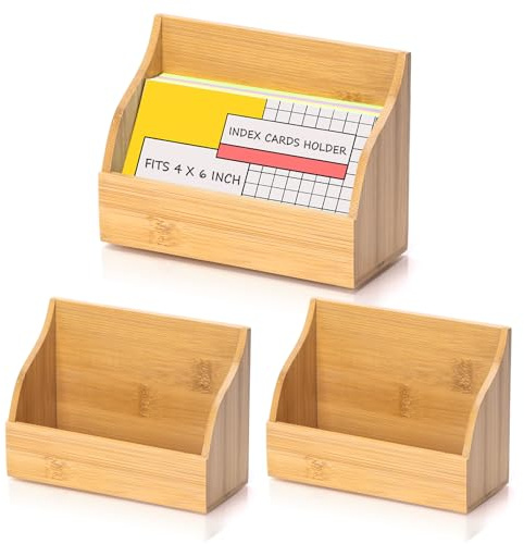 SHIQIKEJIPTY Karteikartenhalter aus Holz, 10,2 x 15,2 cm, Karteikarten-Organizer, Postkarten-Etui, Notizkarten-Box für Büro, Zuhause, Schule, Kapazität 200 Blatt, 2 Stück