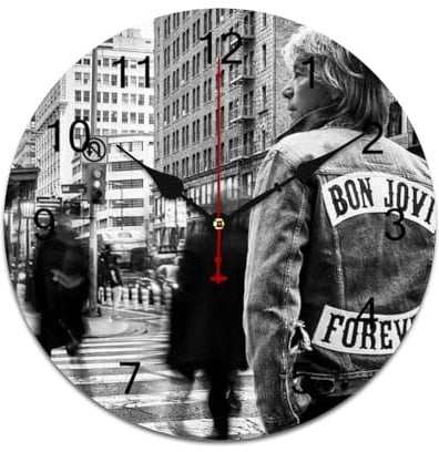 AFLJNYNN Jon Bon Jovi minimalistische PVC-Uhr mit flüsterleiser Sweep-Sekunde und rahmenlosem Design, ideal für Schlafzimmer, Büros oder kreative Wandprojekte.